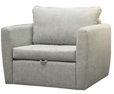 MB-MOEBEL Poltrona Letto Singolo con Vano Contenitore 1 Piazza Divano Divanetto Relax in Tessuto - 110x90x95 cm - SARA 80 cm (Grigio Chiaro)