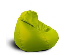Avalon Pouf Poltrona Sacco Grande Bag L Mamba 95x95x90cm Made in Italy in Tessuto Ecopelle Imbottito per Ambiente Interno ed Esterno Colore Verde Mela