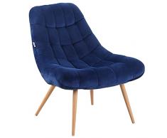 homcom Poltrona Moderna e Imbottita, Poltroncina da Camera con Seduta Extra Large in Tessuto Blu, 71x85x84cm