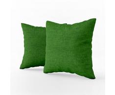 LARA MORADA Coppia 2 Fodere Cuscini arredo Tinta Unita Art Imperial in Tessuto loneta in Cotone con Chiusura a Zip a Scomparsa (Verde, 60 cm x 60 cm)