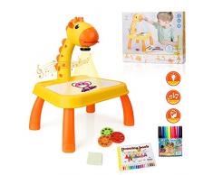 Aolieh Proiettore tracciato e disegnato Toy, tavolo da disegno per bambini, Trace and Draw Projector Toy Kids Drawing Projector Table con Smart Projector e Light Music (Cervo Giallo)