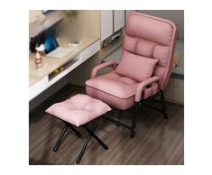 GARAJONAY Divano Pigro Sedia,Poltroncina Lazy Chair con Cuscino In Struttura In Metallo,Sedia Reclinabile Per Soggiorno,Camera da Letto,Ufficio Comfort con Poggiapiedi(Color:Rosa)