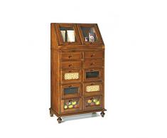 InHouse srls Mobiletto da dispensa, Arte povera, in Legno massello e MDF con rifinitura in Noce Lucido - Mis. 80 x 42 x 153