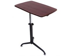 FHT Tavolino Divano con Ruote Tavolo Tavolino Pieghevole A Rotelle,Tavolo per Laptop Regolabile in Altezza, Regolabile in Altezza per Casa e Ufficio (Color : Cherry)