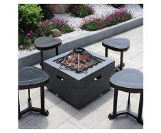 Spacmirrors Tavolo da Barbecue a Legna da Giardino con braciere da Giardino, braciere da Giardino Esterno, Patio, caminetto, con Copertura per Schermo Scintillante e Poker