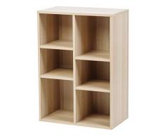 Iris Ohyama, Libreria con 6 scomparti/scaffalatura in legno/cubo portaoggetti, Scaffalatura libera, Modulare, Altezza ripiano regolabile 3,2 cm, cucina, soggiorno - Rack - CFR-9060 - Marrone chiaro