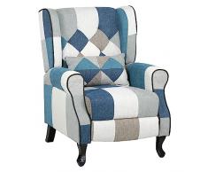 Totò Piccinni Poltrona Relax Reclinabile con Poggiapiedi Imbottita (Patchwork Moon, Comfort)