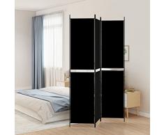 Tidyard Paravento,Divisorio,a 3 Pannelli,Pieghevole,in Tessuto,Nero e Acciaio,150x220 cm,Separè per interni,Paravento Separé,Divisorio Interno,Separe divisorio interno