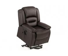 ECODE Poltrona massaggiante MAXIMUM Relax Con Alzapersona, massaggio, reclinabile, calore lombare, 8 motori a vibrazione massima, di alta qualità, Marrone