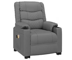 vidaXL Poltrona Alzapersona Massaggiante Grigia in Similpelle