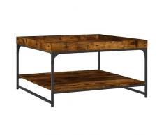 vidaXL Tavolino Rovere Fumo 80x80x45 cm in Legno Multistrato e Ferro