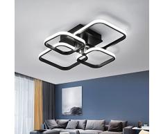 Plafoniera LED, 60W Lampadario Moderna Soffitto, 6000K 4500LM Lampada da Soffitto a LED Per Soggiorno Camera da Letto Ufficio Cucina Sala Pranzo, Nero
