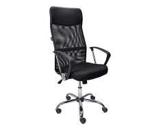 SAMIRA Sedia da ufficio girevole - poltrona presidenziale regolabile in tessuto rete nero mod. Milano