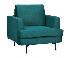 homcom Poltrona Moderna da Soggiorno con Seduta Imbottita, Gambe in Acciaio e Tessuto Traspirante Effetto Lino, 96x87x87 cm, Verde