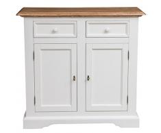 Biscottini Credenza cucina Made in Italy in legno massello - Credenza soggiorno 110x45x103 cm - Mobile cucina dispensa in Tiglio - Credenza bianca