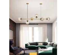 Lampadario in vetro Lampada a Sospensione LED Soggiorno Lampada a sospensione Paralume in vetro industriale a sfera,Camera da letto Lampada a soffitto,E27 Lampada a sospensione,Dimmerabile (6 teste)