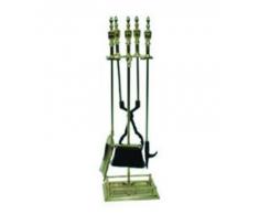 SET 3PZ ATTREZZI PER CAMINO METALLO OTTONATO LAPILLO