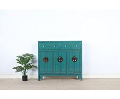 Yajutang credenza cassettiera cinese 4 cassetti 6 ante turchese