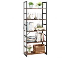 Homfa Scaffale in Ferro Battuto Moderno Multiusi Ripiani Porta Oggetti Mensola Libreria Scaletta Organzier Decorativa Casa (5 Ripiani)