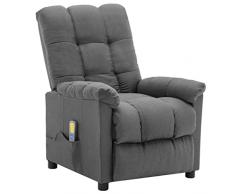 Festnight Poltrona Massaggiante Reclinabile, Poltrona Relax Elettrica, Poltrone per Anziani, Poltrona Salotto in Tessuto Grigio Chiaro