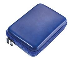 Troika organizer con chiusura lampo, 3 scomparti interni, 6 passanti elastici, parete divisoria (interno), finta pelle, velluto, blu/nero