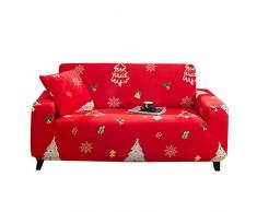 Enhome Natale Copridivano Fodere 1/2/3/4 Posti Universale, Elasticizzato Copridivani Sofa Protettore Copertura Stampa Antipolvere Coprisofà Foderadivano (Albero di Natale Rosso,2 Posti)