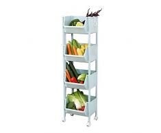 Mensola del Bagno Scaffale Moderno Elegante Popolare 4 Livelli Scaffale Azzurro Collazione Grande Cestino Quadrato Aperto Scaffale Plastica con Puleggia Tipo Pavimento Cucina Ammasso