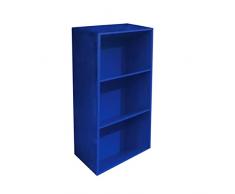 AntonaShop Libreria Colorata Componibile Modulare Legno MDF Laminato Mobile Scaffale (Blu)