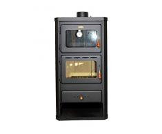 Stufa a legna con forno. In acciaio. Potenza di riscaldamento 12 kW