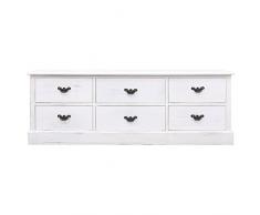 KTHLBRH Mobile TV Bianco Anticato 108x30x40 cm Legno Massello Paulownia mobile porta televisione mobile porta tv mobile da soggiorno, Adatto a soggiorno, camera da letto, ufficio