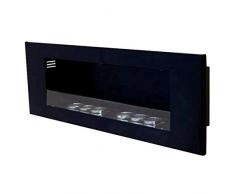 Caminetto a gel e etanolo, modello Tornado, con 6 contenitori in lamiera dambra, 0,25 litri, colore a scelta (nero + vetro di sicurezza)