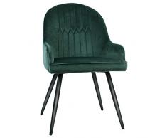 CASATOCA Sedia da Pranzo, Poltroncina, Sedia Imbottita con Braccioli, Gambe in Metallo, Superficie di Velluto, Design Vintage, Portata 110 kg, Comoda e Facile da Montare, Verde Vintage