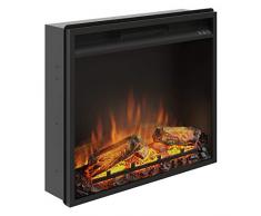 Camino elettrico da incasso TAGU PowerFlame 23”, Incassabile in pareti o camini, Riscaldamento da 1500 W, Programmabile a 7 giorni, Termostato digitale, Telecomando