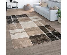 Tappeto Salotto Pelo Corto Vintage Motivo Moderno Geometrico Marrone Beige, Dimensione:160x220 cm, Colore:Marrone