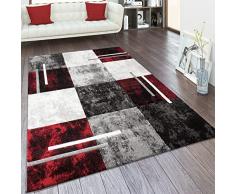 Tappeto Salotto Pelo Corto Effetto 3D Vintage Contorni Rifilati Motivo Moderno, Dimensione:120x170 cm, Colore:Grigio-Rosso