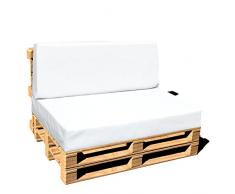 SET CUSCINI PER DIVANI PALLET BANCALI Seduta 120x80x15 cm + Schienale 120x39x11-19 cm - Ecopelle IDROREPELLENTE BIANCO