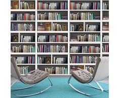 Walplus - Adesivi da parete, motivo: libreria, decalcomania rimovibile, autoadesiva, adatta per casa o ufficio, multicolore