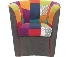 Poltrona Valentina A POZZETTO in Tessuto Grigio E Seduta Tessuto Patchwork (Grigia)