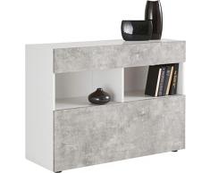 Web Convenienza Madia moderna Bianca Made in Italy - Collezione Sorano con Cassetto e Anta Ribaltabile per Soggiorno e Sala da Pranzo (Cemento)