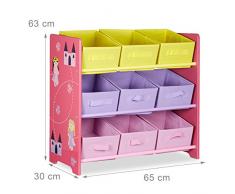 Relaxdays Funny Scaffale/Mobile per Cameretta Bambini, Legno, Rosa, 30x65x63 cm