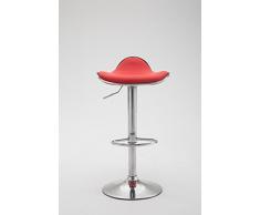 CLP Sgabello da bar SHANGHAI con fodera in similpelle, sgabello alto girevole e regolabile in altezza 60 - 80 cm | sgabello da bancone imbottito con poggiapiedi rosso