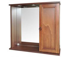 Specchiera cm.68,8x16x60, unanta destra in legno arte povera con illuminazione