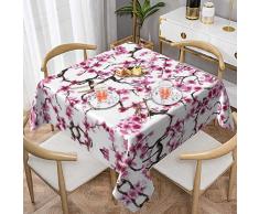 Tovaglia rotonda in poliestere lavabile con fiori di ciliegio :: Tovaglia rotonda in poliestere lavabile da 150 cm x 150 cm, perfetta per tavoli da buffet, feste, cene di festa, ecc.