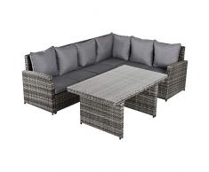 Outsunny Salotto da Giardino Set 3 Pz con 2 Divani da Esterno e 1 Tavolo da Giardino in Rattan Sintetico Grigio