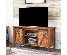 GGMWDSN Porta TV, Credenza, Credenza Cucina, Mobile Contenitore, Credenza Laterale, con 2 Ante Scorrevoli, Ripiano Regolabile, Ripiani Aperti, Soggiorno, Design Industriale, Vintage Marrone