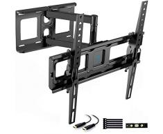 Staffa per TV con movimento girevole ed estendibile -Supporto per montaggio a parete per TV da 26-60 -Staffa ultra resistente 40kg, Max. VESA 400x400mm, con livella a bolla