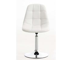 CLP Sedia Lounge Emil in Similpelle – Sedia da Sala da Pranzo Imbottita con Base in Metallo Cromato I Sedia Sgabello Moderna Girevole a 360°I Sedia Trapuntata Design per Sala Attesa Bianco