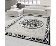 Traum Tappeto Moderno Design Tappeto Orientale con Glitzergarn Tappeto da Salotto con Bordo e Cerchio Modello in Crema Grigio Antracite Größe 160x220 cm
