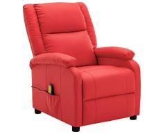 vidaXL Poltrona Massaggiante Reclinabile Rossa in Similpelle