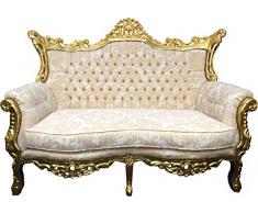 Casa Padrino Divano a 2 posti Barocco Fantasia Panna/Oro - mobili da Salotto in Stile Antico